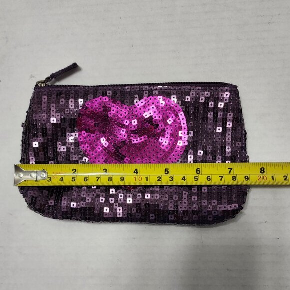 Vera Wang Princess Sequin Heart Make Up Cosmetic Bag Case - Purple & Pink - Picture 7 of 8